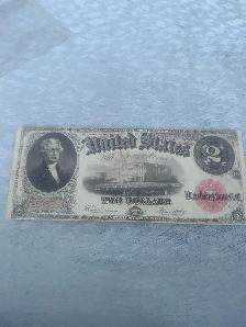 1917 U.S large red note $2.00 banknote VHTF bill - Photo 7