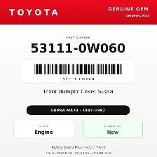 Genuine Toyota OEM 53111-0W060 - Front Bumper Cover Supra (87...