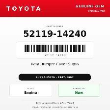 Genuine Toyota OEM 52119-14240 - Rear Bumper Cover Supra (87-...