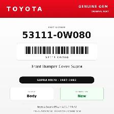 Genuine Toyota OEM 53111-0W080 - Front Bumper Cover Supra (87...