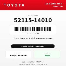 Genuine Toyota OEM 52115-14010 - Front Bumper Reinforcement B...