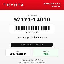 Genuine Toyota OEM 52171-14010 - Rear Bumper Reinforcement (8...
