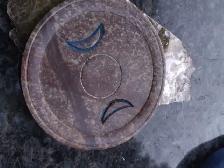 Brown Simple Agate Plates Engraved with Moon symbols