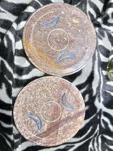 Brown Simple Agate Plates Engraved with Moon symbols - Photo 4