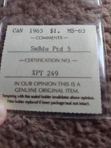 1965 Iccs MS63 Canadian silver dollar variety SBP5 - Photo 4