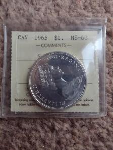 1965 Iccs MS63 Canadian silver dollar variety SBP5 - Photo 5