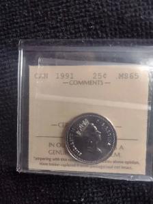 Iccs ms65 - 1991 Canadian 25 cent quarter VHTF coin low mintage