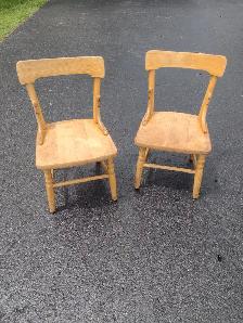 2 antique wooden children's chairs