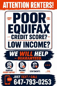 We fix POOR CREDIT SCORE - LOW INCOME issues for RENTERS! TXT US
