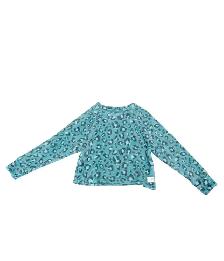 Justice Girls Cozy Plush Teal Leopard Print Pullover Sweater