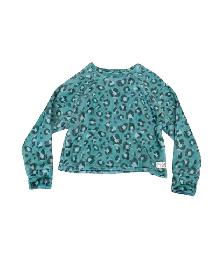 Justice Girls Cozy Plush Teal Leopard Print Pullover Sweater - Photo 2