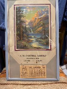 vintage  Lacombe 1939 framed calendar from A.M Campbell Ltd