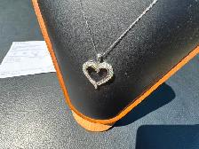 877 - .78 Carat Diamond Heart Pendant  Chain 10kt White Gold 18" - Photo 2