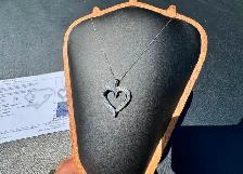 877 - .78 Carat Diamond Heart Pendant  Chain 10kt White Gold 18" - Photo 3