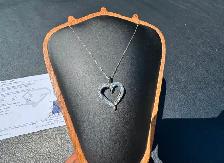 877 - .78 Carat Diamond Heart Pendant  Chain 10kt White Gold 18" - Photo 4