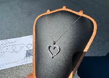 877 - .78 Carat Diamond Heart Pendant  Chain 10kt White Gold 18" - Photo 5