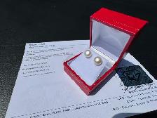 #905 - White Akoya Pearl, 14kt Yellow Gold Studs - Photo 5