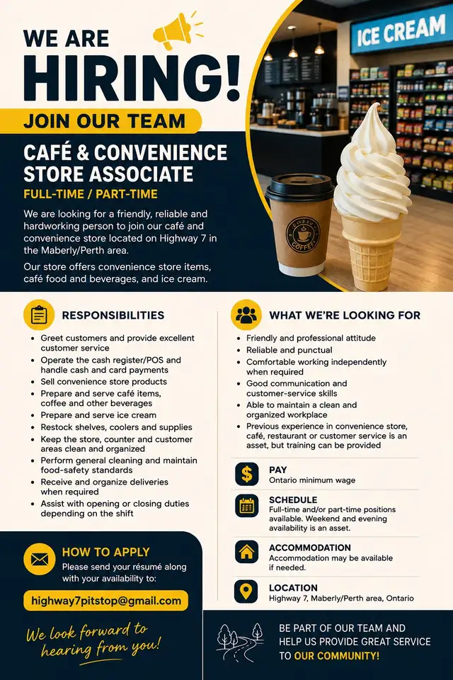 Café & Convenience Store Associate – Full-Time / Part-Time