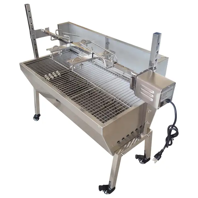 35inch Stainless Steel BBQ Pig Lamb Goat Spit Roaster 251119