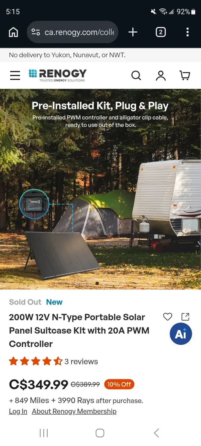 Renogy 200watt portable solar panel system
