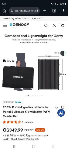 Renogy 200watt portable solar panel system - Photo 3