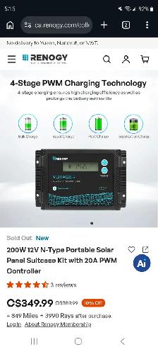 Renogy 200watt portable solar panel system - Photo 4