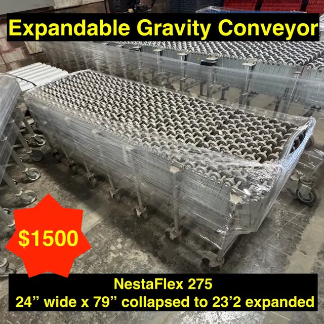 Used Expandable Gravity Conveyors - Skate Wheel style.