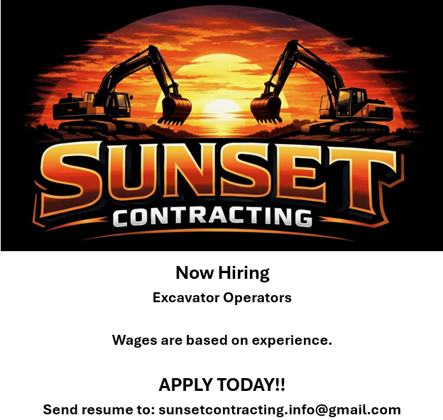 NOW HIRING EXCAVATOR OPERATOR