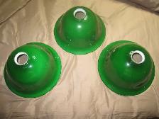 ANTIQUE 2 1/4' GREEN WHITE GLASS CASEMENT LAMP SHADES