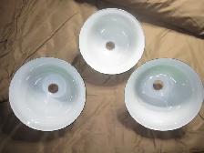 ANTIQUE 2 1/4' GREEN WHITE GLASS CASEMENT LAMP SHADES - Photo 2