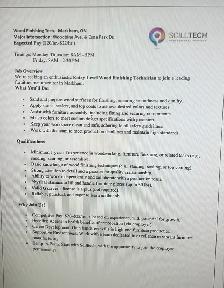 Wood Finishing Technician Position
