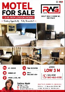 MOTEL FOR SALE 3 HOURS WEST FROM MISSISSAUGA 45    ROOMS