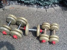 60 pounds of VARIOUS WEIGHTS barbells dumbells