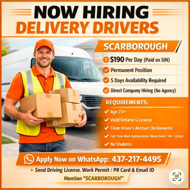 Hiring for G license delivery drivers