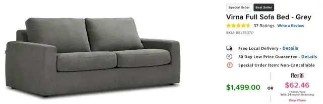 VIRNA FULL SOFA BED (2 MONTHS OLD)