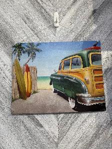 2004 Retro Style Ford Woody and Surfboard Tin Sign