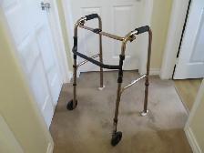 Two Wheeled AMG Folding Aluminum Walker with Skiis - Like New