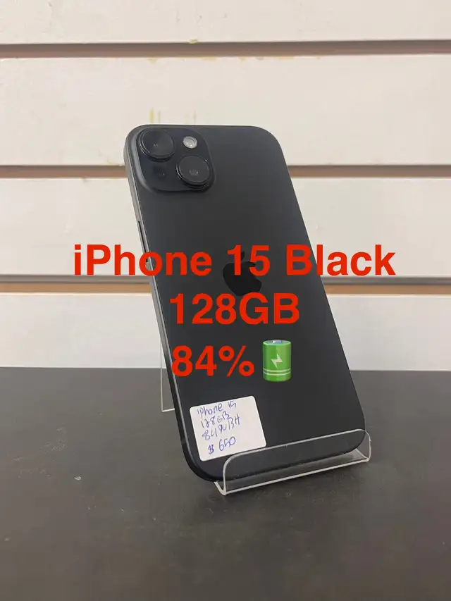 iPhone 15 Black 128GB 84% Battery Health