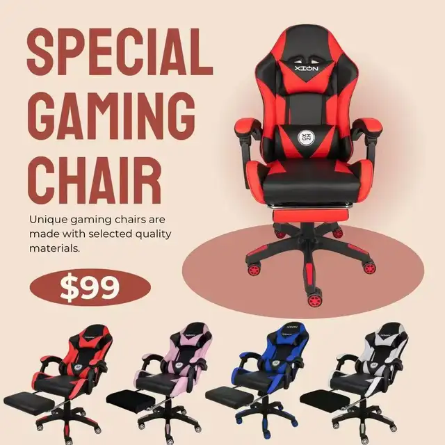 Brand New Ergonomic Gaming Chair with Footrest Special $99