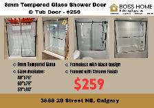 Calgary – Glass Shower Door & Tub Door | Black or Chrome – $259