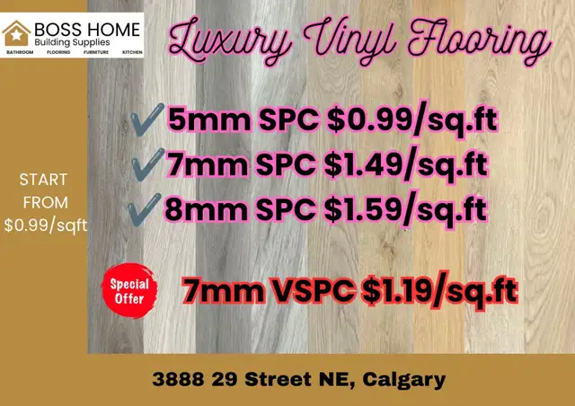 CALGARY HOT DEAL – SPC Vinyl Flooring Starting From $0.99/sq.ft!