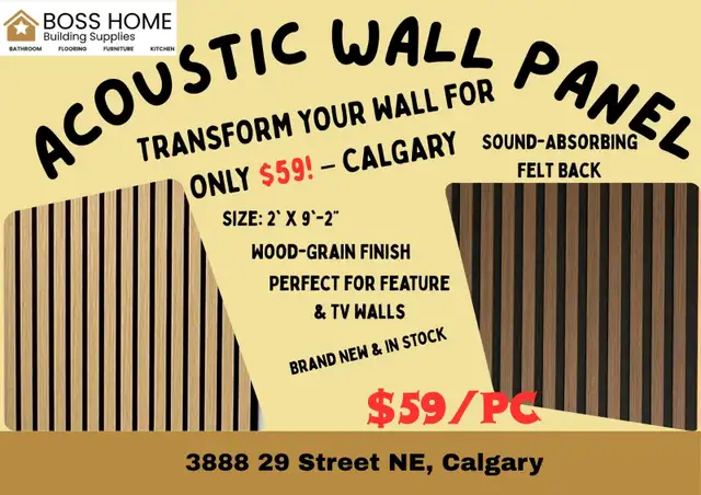 CALGARY HOT DEAL! Acoustic Wooden Slat Wall Panels – ONLY $59/PC