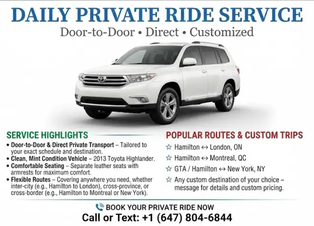 DAILY GTA → MONTREAL RIDESHARE & COURIER SERVICE