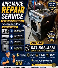 Washer and dryer’s repair same day 7/24