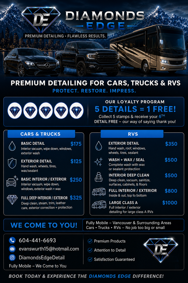 Diamonds Edge Detailing Cars Trucks RVS
