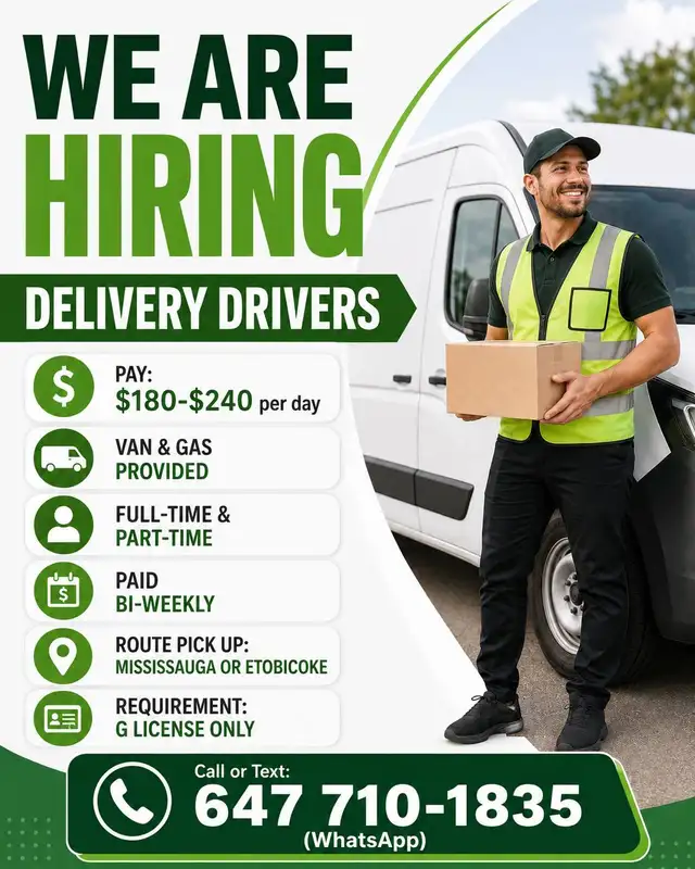 NOW HIRING – EXPERIENCED DELIVERY DRIVERS