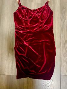 Red Velvet Mini Dress – Size Large – $15