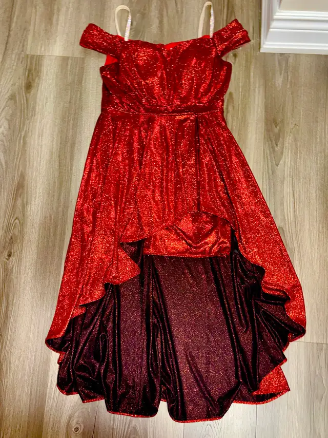 Red Sparkly High-Low Dress – Size XL – $15