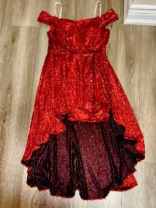 Red Sparkly High-Low Dress – Size XL – $15