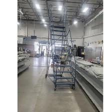 Heavy-Duty Rolling Warehouse Ladder with Handrails - Photo 2